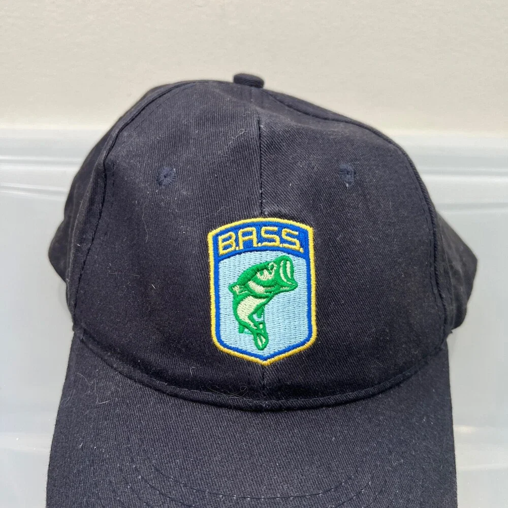 Bass Fish Hat Mens Adjustable Blue Strap Baseball Cap Sport Fishing‎ River Lake